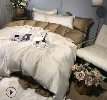 White -4pcs ANNAs хорошее качество, однотонный Комплект постельного белья 4 шт. 80 тенсель голый двухсторонний ледяной шелк, покрывало 1,8 м, простыня желтая - Цвет: White -4pcs