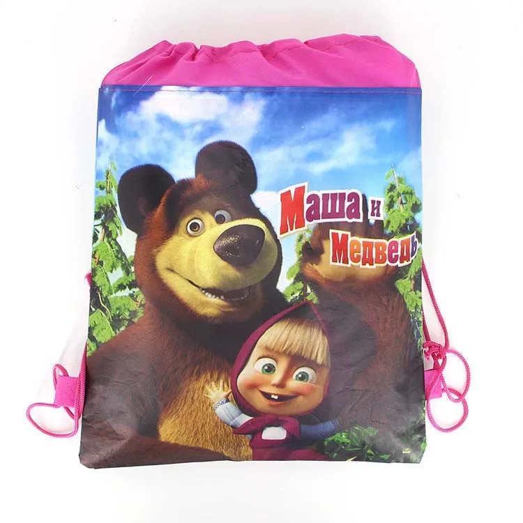 Bags-4-1pcs Маша и медведь мультфильм посуда набор День рождения украшения Дети тарелка чашки шляпы салфетки скатерть и флаги соломенные вечерние принадлежности - Цвет: Bags-4-1pcs