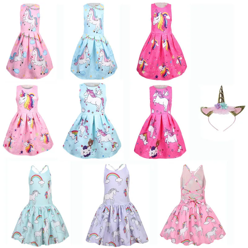 Girl Dress Lol Unicorn Dress Robe Fille Children 's Vestido Infantil Frocks Kids for Girls Sleeveless Costume Summer PromVintage