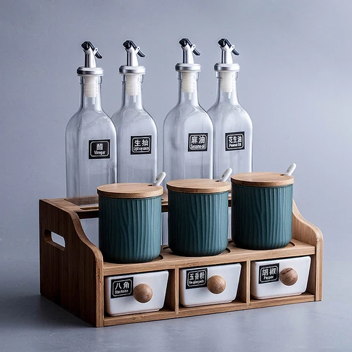 10PCS SET C Керамический горшок для приправ, креативная бутылка для хранения, Скандинавская Бытовая коробка для приправ, емкость для соли, кухонные принадлежности, комбинированный набор - Цвет: 10PCS SET C