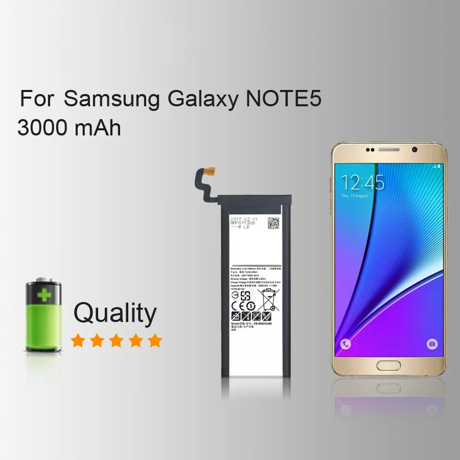 Новый 2019 100% оригинальный KHP телефон батарея для samsung Galaxy Note 5 N9200 N920t EB BN920ABE Замена