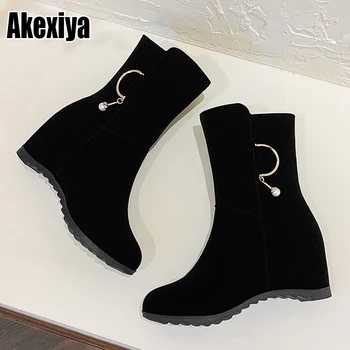 

2020 Winter New Stylish Women Ankle Boots Sexy Platform Round Toe Wedges Boots Woman Ankle Boots Plus size 34-43 p054