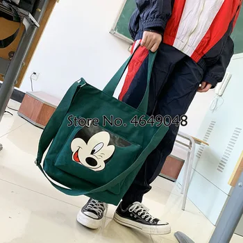 

Disney Minnie Handbag Women Canvas Bag Female 2020 New Fashion Cute Cartoon Bag Mickey Shoulder Portable Shopping Bag
