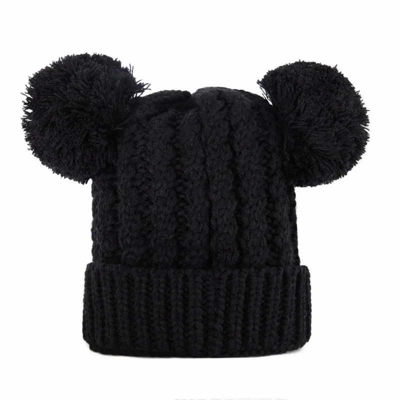D Baby Boys Girls Pom Poms Hat Children Winter Hat For Girls Knitted Beanies Thick Baby Hat Infant Toddler Warm Cap - Цвет: D