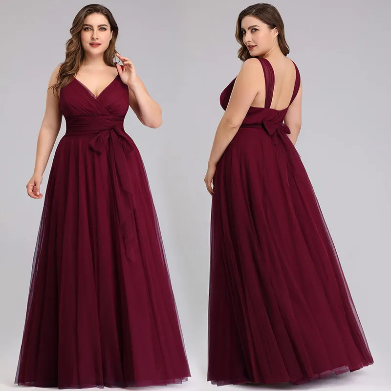 

Plus Size Prom Long Elegant Dresses V-neck Sleeveless A-line Tulle Teal Prom Dresses 2020 Pink Sexy Vestido Formatura
