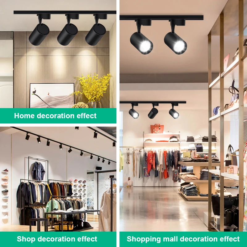Set Ceiling Led Track Light Spotlights COB Track Lighting Wall Rail Spot Lights System 20/30/40W Clothing Shop Home Lamp 220V