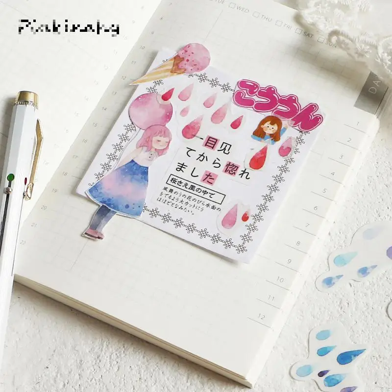 40 шт./упак. Sakura Label Journal кавайный дневник маленький бумажный туристический подарок декоративные японские милые наклейки Скрапбукинг хлопья DT006