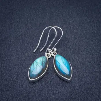 

Natural Blue Fire Labradorite Handmade Unique 925 Sterling Silver Earrings 1.5" B2830