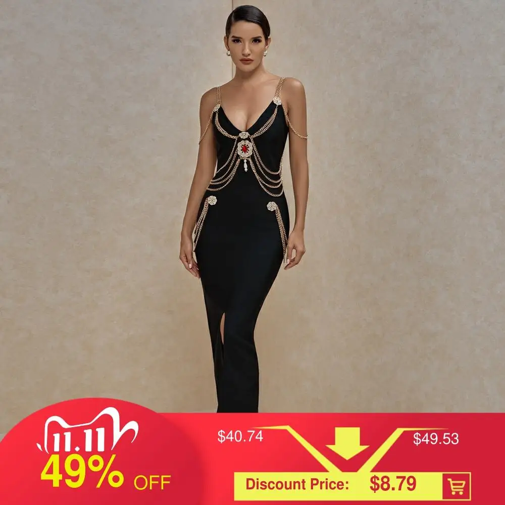 Ocstrade Runway Fashion Maxi Long Bandage Dress 2020 New Arrivasl Black Sexy Celebrity Bandage Dress Bodycon Evening Party Dress|Dresses| - AliExpress