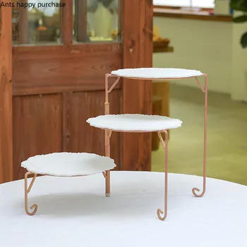

Iron Art Three Floors Cake Stand Wedding Props Banquet Exhibition Hall Dessert Table Step Display Dessert Rack Decoration
