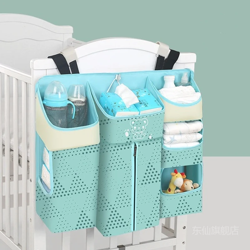 Big Capacity Baby Bed Hanging Bag Crib Diaper Storage Strong Support Cradle Pockets