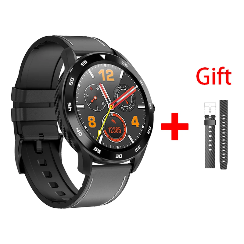 Black-leather Eseed DT98 Смарт-часы ECG сенсор пульса сплав корпус IP68 Водонепроницаемый 300 мАч длинные часы ожидания погода для samsung smartwatch - Цвет: Black-leather