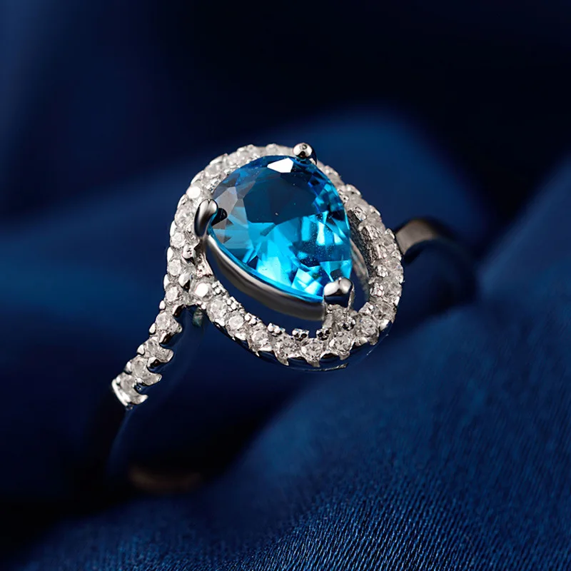 Bague Ringen твердое женское кольцо из серебра 925 пробы с 7*5 мм роскошным натуральным сапфиром Gestone, Женские Ювелирные изделия, вечерние, свадебные, женские, подарок