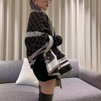 

Ms. scarf autumn and winter thickening imitation cashmere double-sided dual-use solid color wild shawl Christmas gift