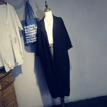 

2020 hot sale new hot style hot autumn and winter loose ladies coat three-quarter sleeve black windbreaker Korean version