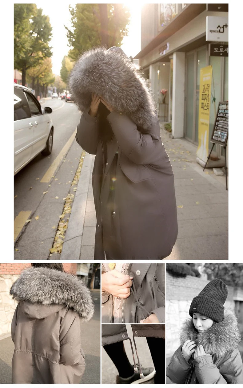 Парка хлопковая куртка женское длинное плотное зимнее пальто толстое колено большой размер искусственный меховой воротник с капюшоном женское базовое пальто 156