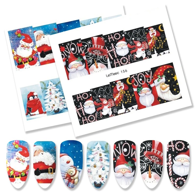 

LEMOOC Nail Transfer Water Sticker Decal Christmas Theme Xmas Designs Nail Art Decoration for Manicure Watermark New Year Gift