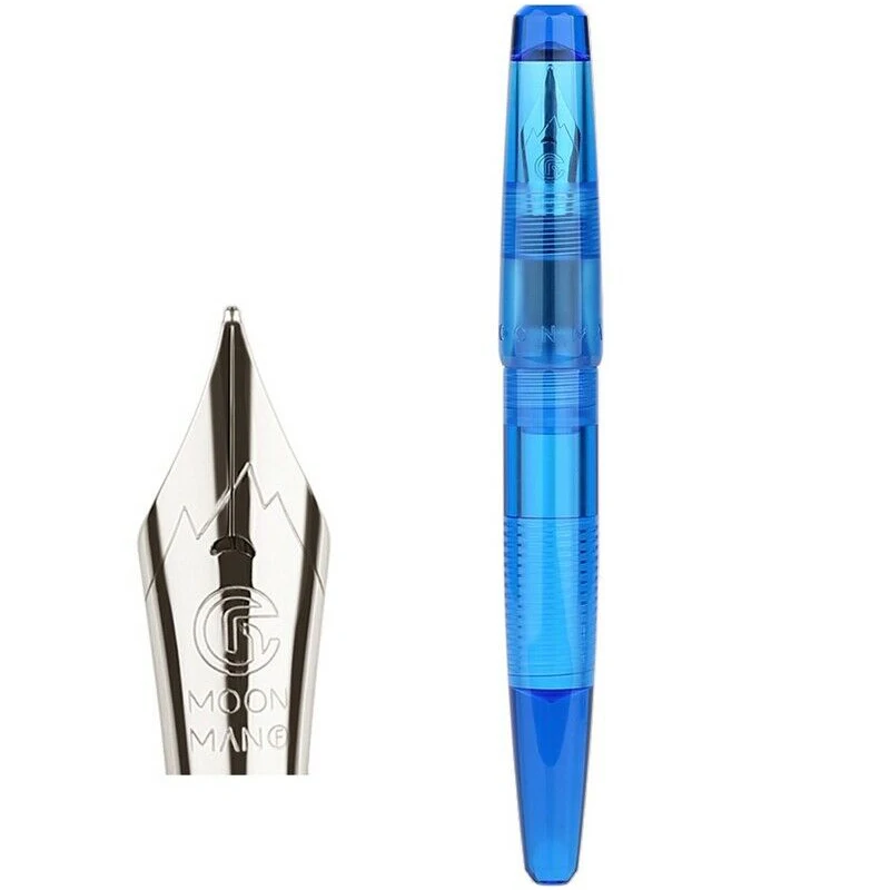 Blue-Silver Nib Moonman C2 прозрачный пластик Пипетка для наполнения перьевая ручка F Перо для чернил оригинальная коробка - Цвет: Blue-Silver Nib