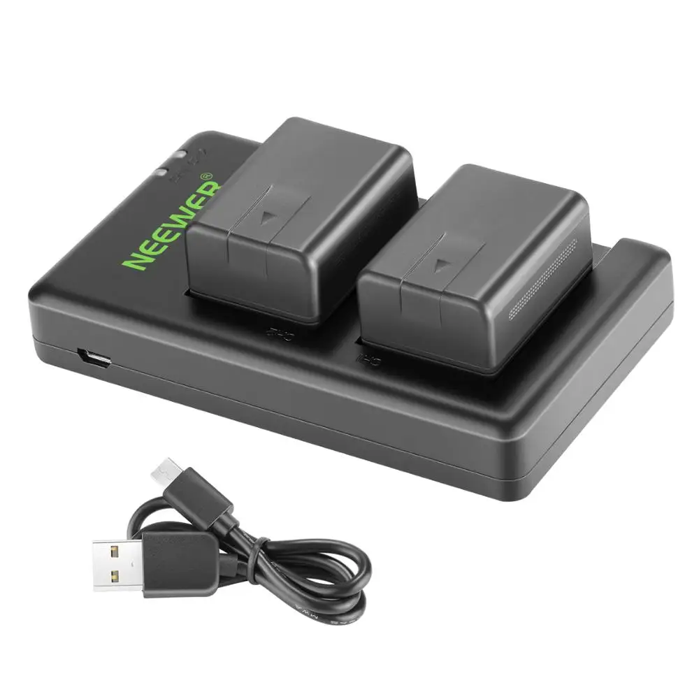 Neewer VW-VBT190 аккумулятор (2-Pack/1950 mAh) и двойной зарядный комплект usb Совместимость с Panasonic HC-V110 V130 V160 V180 HC-V201 V210