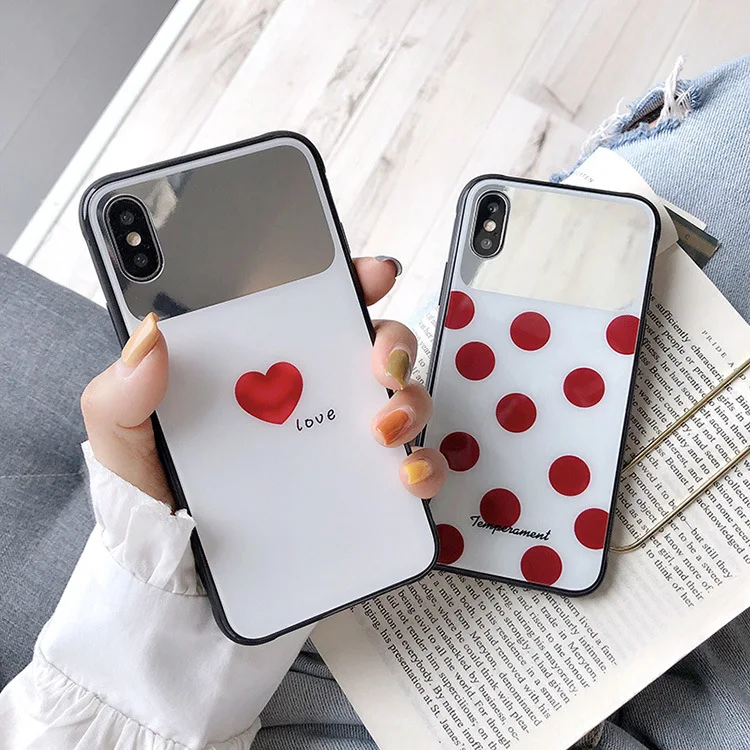 Роскошный чехол для Apple Iphone 8 Plus, 7 plus, чехол для Iphone X Xs Max Xr, Coque, Женский точечный чехол с зеркалом для макияжа, I Phone