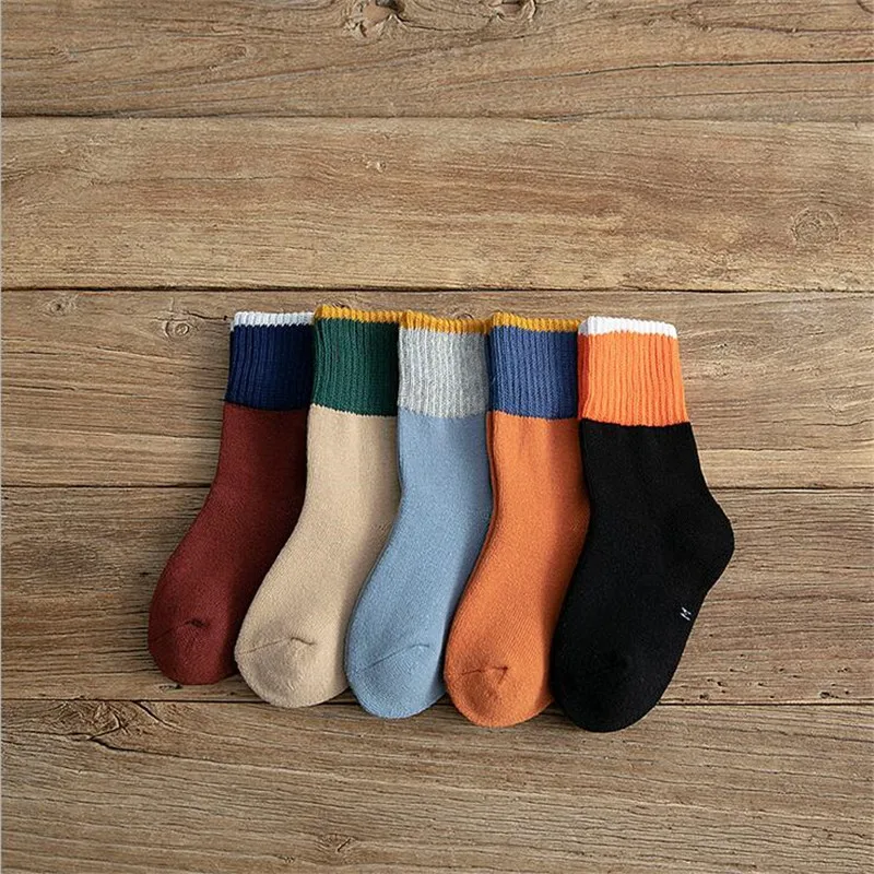 5 пар носков в году, осенне-зимние детские носки для мальчиков и девочек хлопок, утолщенные детские носки мод милый мультфильм мягкий детский носок От 1 до 12 лет - Цвет: A88-16