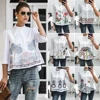 Embroidery Shirt Women Summer Autumn 2020 New Arrival Fashion 3/4 Sleeve Casual Blouses Ladies White Doll Shirt 2