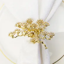 Жемчужная банка jin kou Золотая сосновая елка Салфетка кольцо Отель Настольный kou bu quan