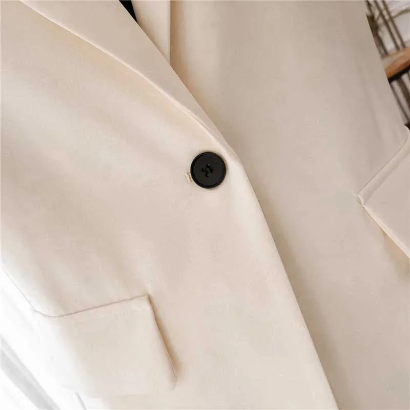 Woman Blazer Notched Collar Pocket Long Sleeve Office Lady Coat Solid Color Slim Suit Blazers Winter Outerwear Female Clothing