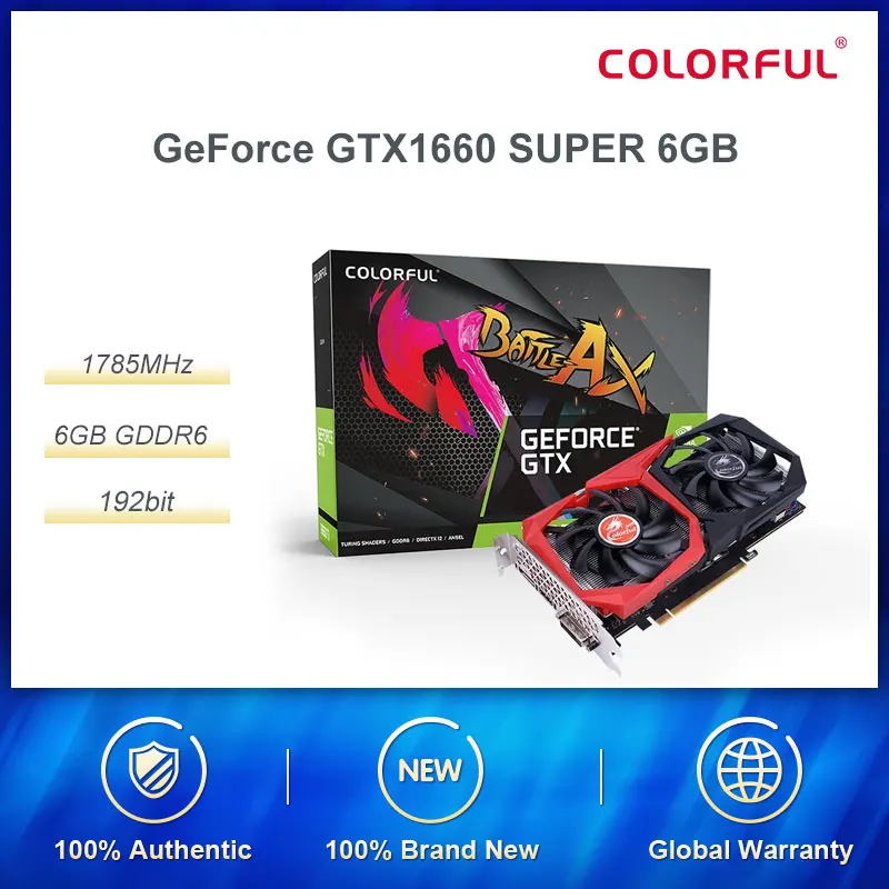 Цветная игровая видеокарта GeForce GTX 1660 SUPER 6G 1785 МГц/14 Гбит/с GDDR6 с двумя игровыми