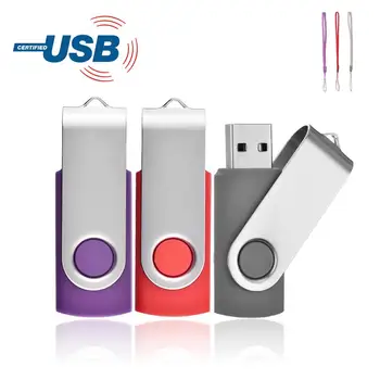 

3 Pcs USB Memory Stick 4GB 8GB 16GB 32GB Flash Drive Pendrive Flach Stick Metal Data Storage- Purple Red Grey