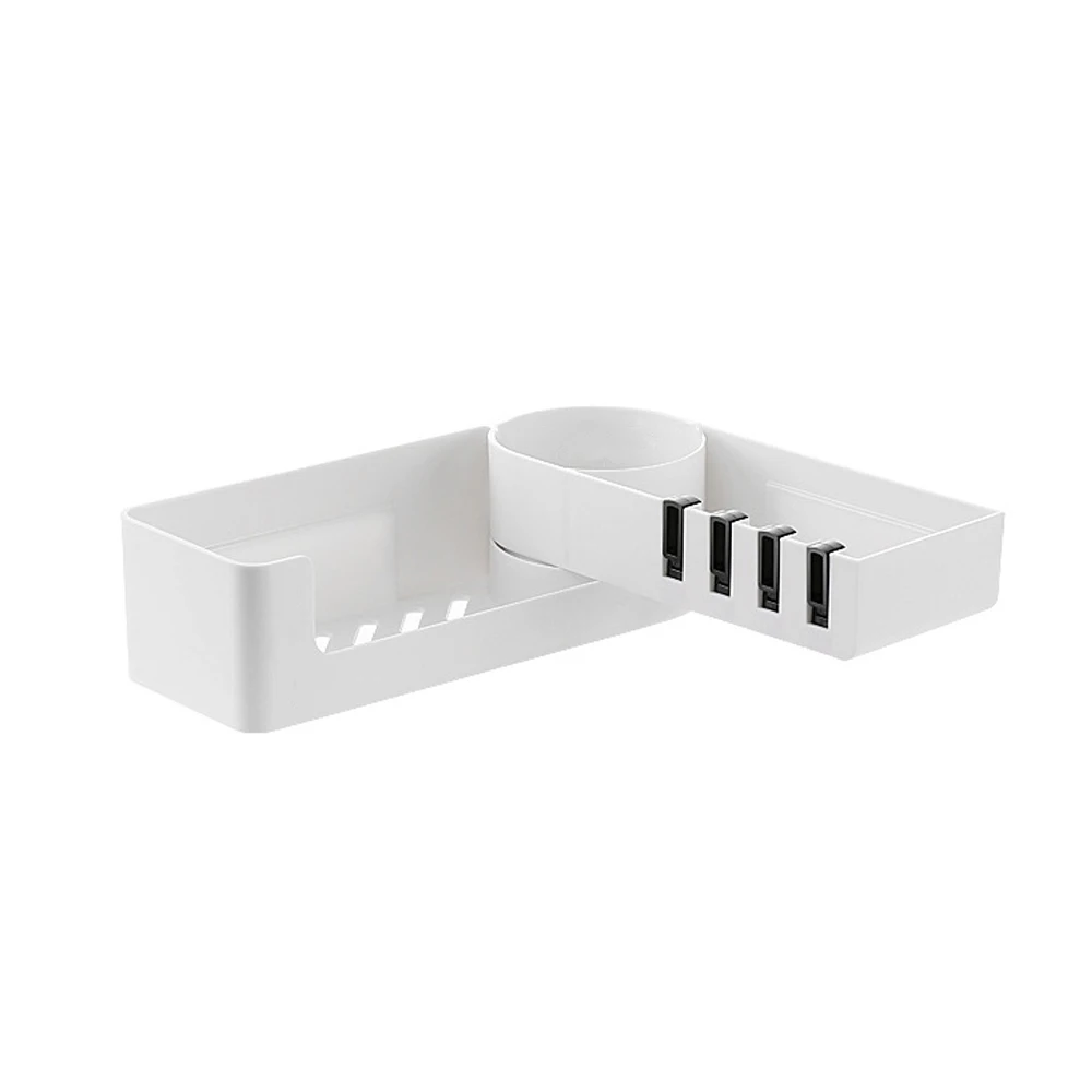 ABEDOE пластиковая угловая стойка для хранения для ванной комнаты, органайзер, душевая полка, вращающийся органайзер для ванной комнаты, дренажный слой, дизайн - Цвет: Черный