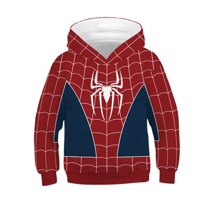 3-12 Years Spiderman Boys Hoodies Teens Autumn Hooded Sweatshirt For Boys The Avengers 4 Kids Clothes Long Sleeve Pullover Tops - Color: TZ127-Red