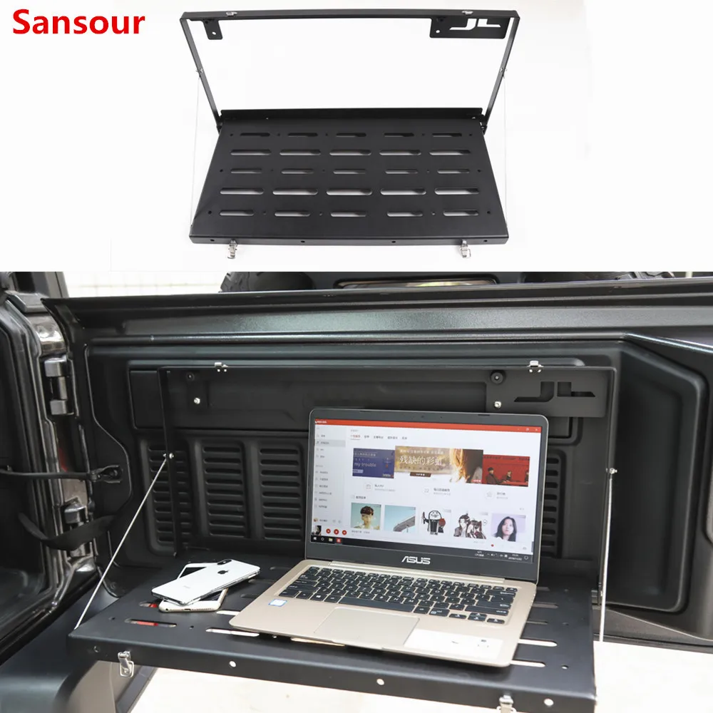 Sansour Rear Racks for Jeep Wrangler JL 2018 Metal Car Tailgate Trunk Door Shelf Storage Rack for Jeep JL Wrangler Accessories