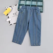 Брюки для мальчиков; детская одежда; сезон осень; потертые детские джинсы для мальчиков; вязаные джинсы; детские джинсы