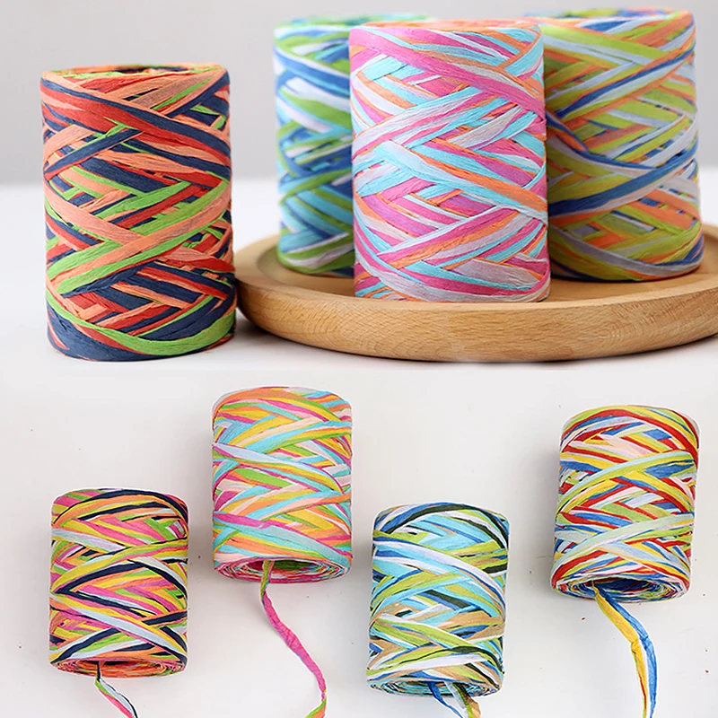 80M/Roll Creative Decorative Braided Rope Color Paper Raffia Ribbon Cords Candy Gift Packing Scrapbooking Crafts String | Дом и сад