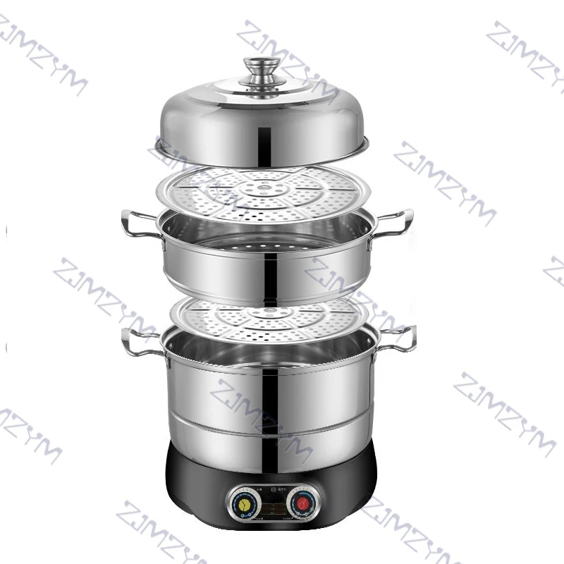 Karfri Electric Steamer 3-layer High Capacity Multi-function Stainless  Steel Steam Cooker Food Steamer Pot