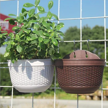 

Hanging Planter Resin Rattan Succulents Flower Pot Decor Container Home Garden