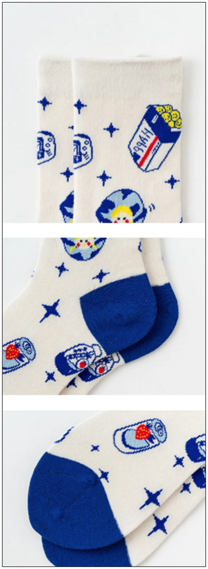 2Pairs/lot=4Pieces Spring Autumn Creative Cartoon Women Fashion Socks Sports Cotton Socks Casual Women