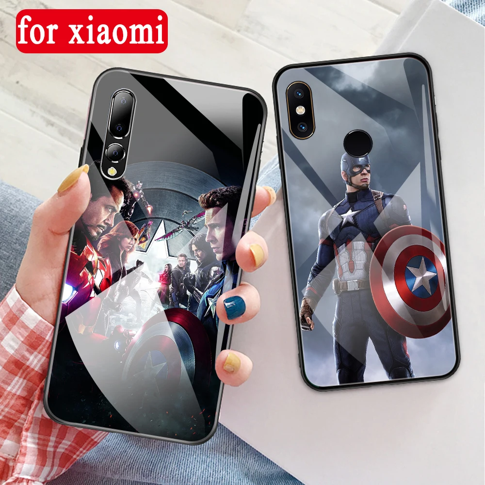 Для Xiao mi 8 чехол для телефона из закаленного стекла Капитан Америка для mi x 2s 3 чехол для DIY Xiao mi max 3 mi 8 LITE mi 5 9 SE Red mi Note 5 6 7
