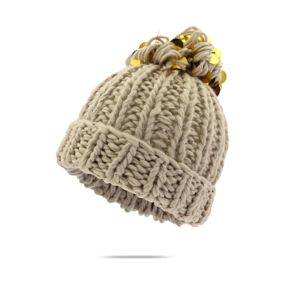 Стиль одноцветная блестящая вязаная шапка зимняя теплая шапка Skullies шапка бини для взрослых мужчин и женщин 103 - Цвет: Бежевый