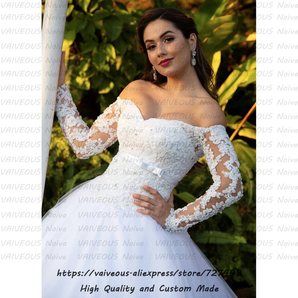 Vestido De Noiva, сексуальные платья для невесты в стиле бохо, романтические аппликации из бисера, свадебное платье с длинным рукавом, Vestido Novia Robe de Mariee