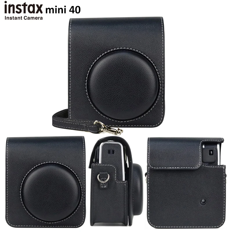 caso da câmera para fujifilm instax mini câmera de filme saco de couro protetor do de cristal claro com alça de ombro