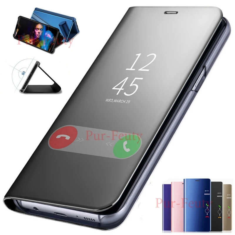 Smart Mirror Flip Case For Samsung Galaxy Note 10 A50 S10 S8 S9 S6 S7 Edge Plus S10e M20 M10 A30 A10 A20 A40 A70 A5 2017 Cover | Мобильные