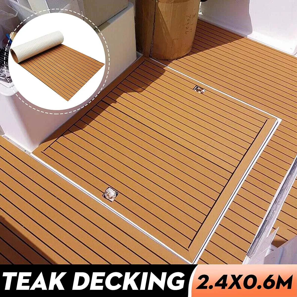 Folha de Alta Novo Auto-adesivo Marrom Preto Teca Decking Espuma Eva Piso Marinho Falso Barco Qualidade 600x2400x5mm 10 Cheap Equip. marít.