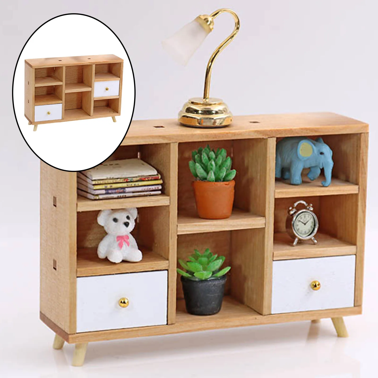 

1/12 Dollhouse Miniature Handcraft Wooden Cube Lattice Cabinet Living Room Bedroom Furniture Life Scene Accessory Toys