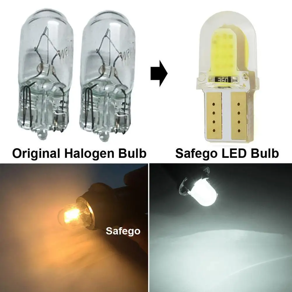 10 шт. W5W T10 COB 8SMD силиконовый короткий Автомобильный светодиодный светильник для парковки авто клинообразный габаритный светильник яркий белый лицензионный светильник DC12V