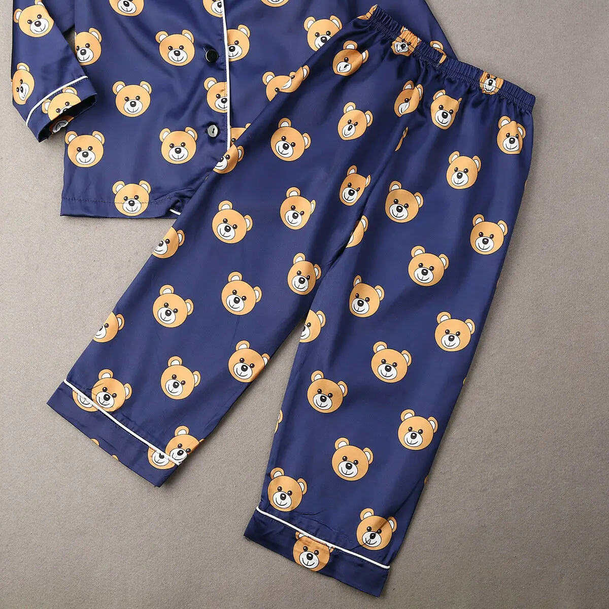 2 предмета, детские шелковые пижамы для маленьких мальчиков и девочек, комплект одежды для сна с длинными рукавами и принтом животных, одежда для сна, От 1 до 7 лет