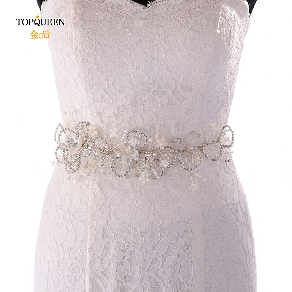 TOPQUEEN SH246 свадебный пояс, черный и стразы, пояс для подружек невесты, Цветочные Свадебные ремни и пояса