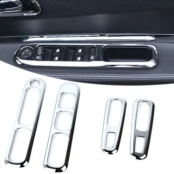 

Hot 4pcs Plastic Chrome Car Door Armrest Panel Handle Holder Window Lift Switch Button Cover Trim For Peugeot 3008 2009-2015