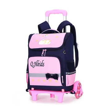 

2/6 trolley Children Trolley Backpacks Boys Schoolbag Kids School Bags Luggage Bag grils Wheels Backpack travel Rolling Backpack
